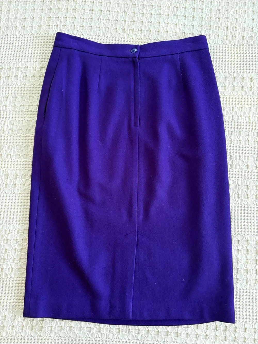 VTG 1980s Oleg Cassini Wool Purple Power Suit Double-Breasted Blazer & Skirt Set